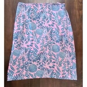 J. Crew Abigail Borg Skirt 10 Pink Blue Tulip Floral Silk Slip Lined Back